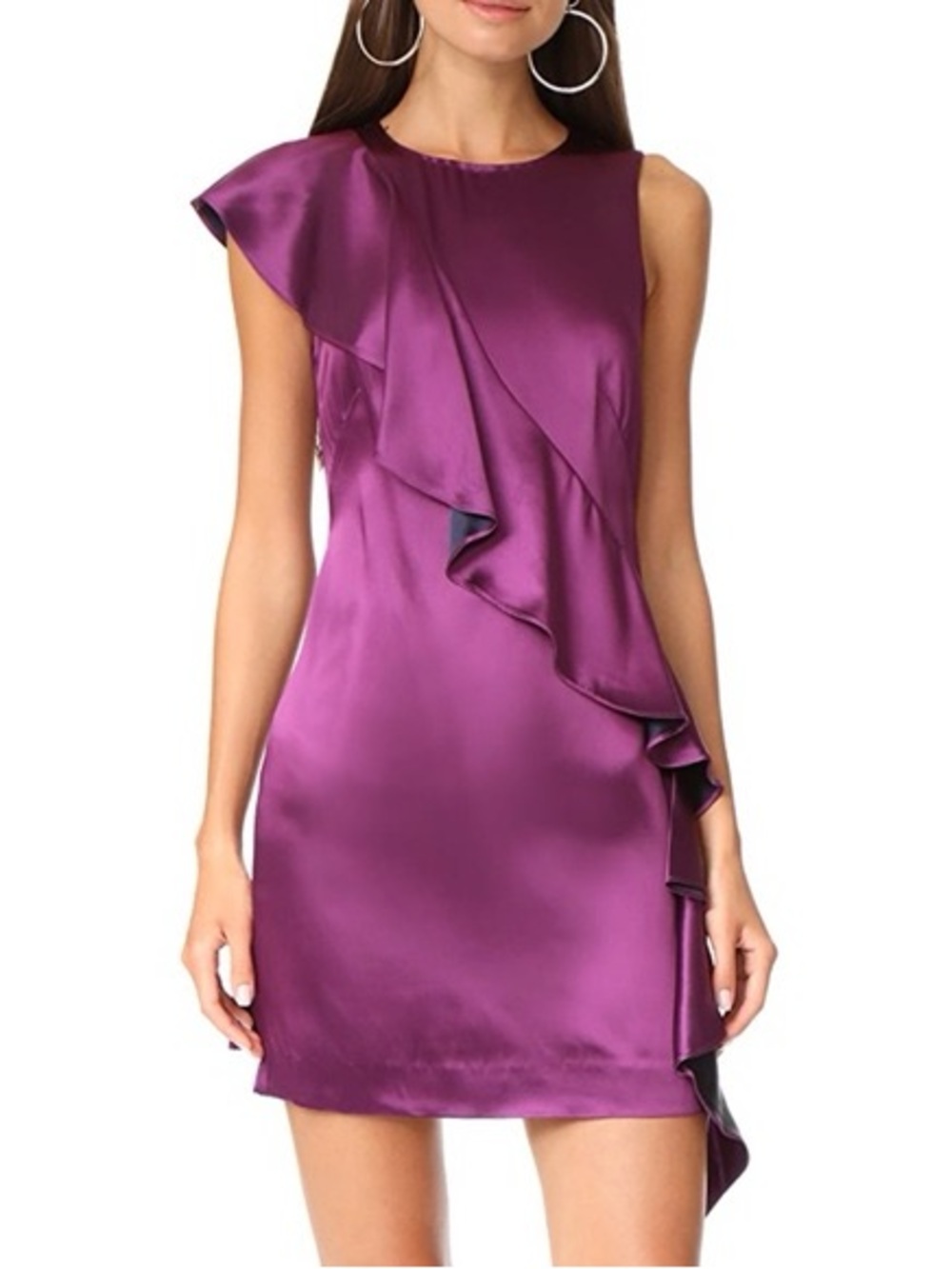 Diane Von Furstenberg Purple Ruffle Sheath Mini dress $468 Sz 2
